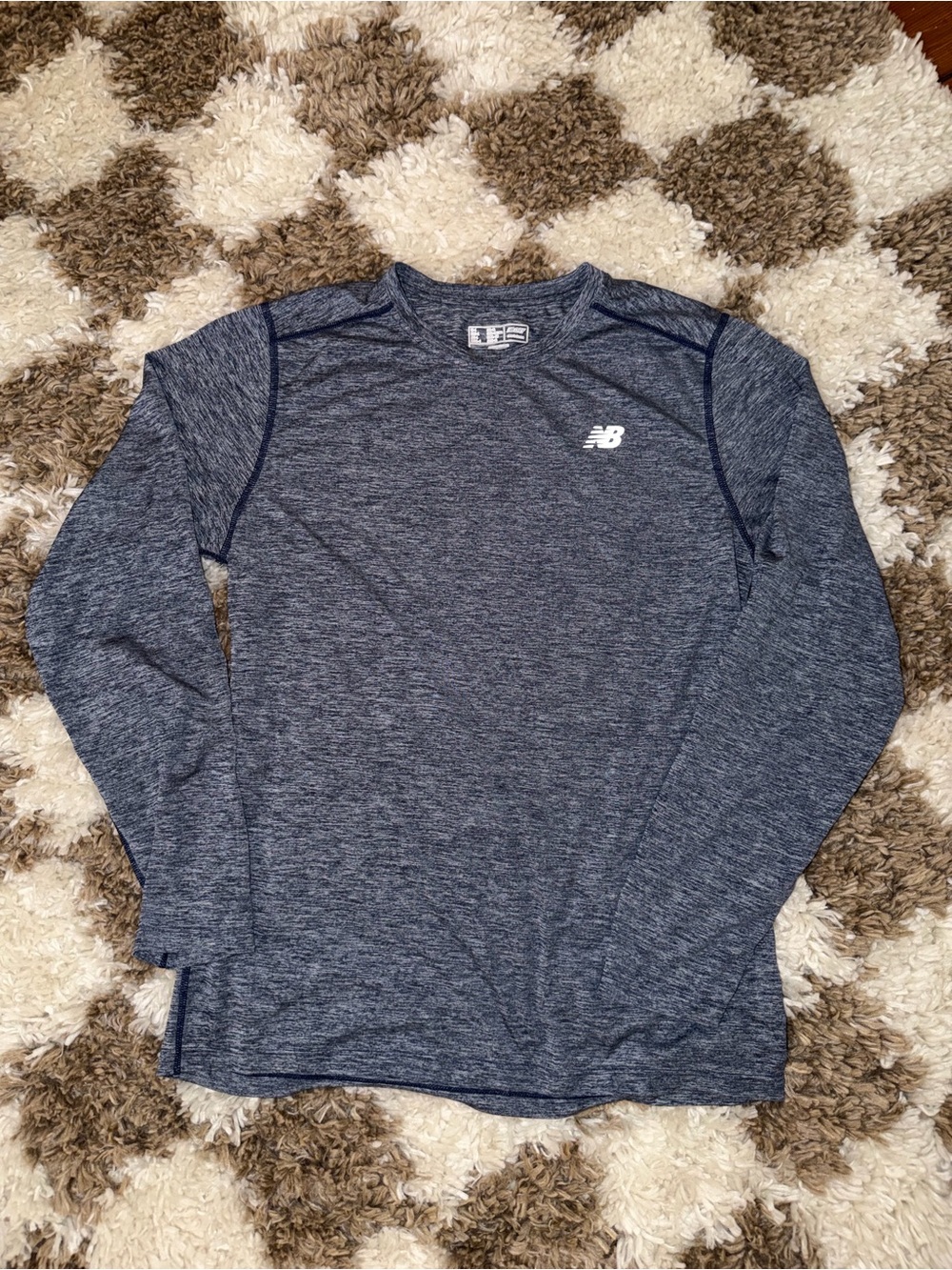 New Balance Men's Long-Sleeve Heather Navy Athletic Tee